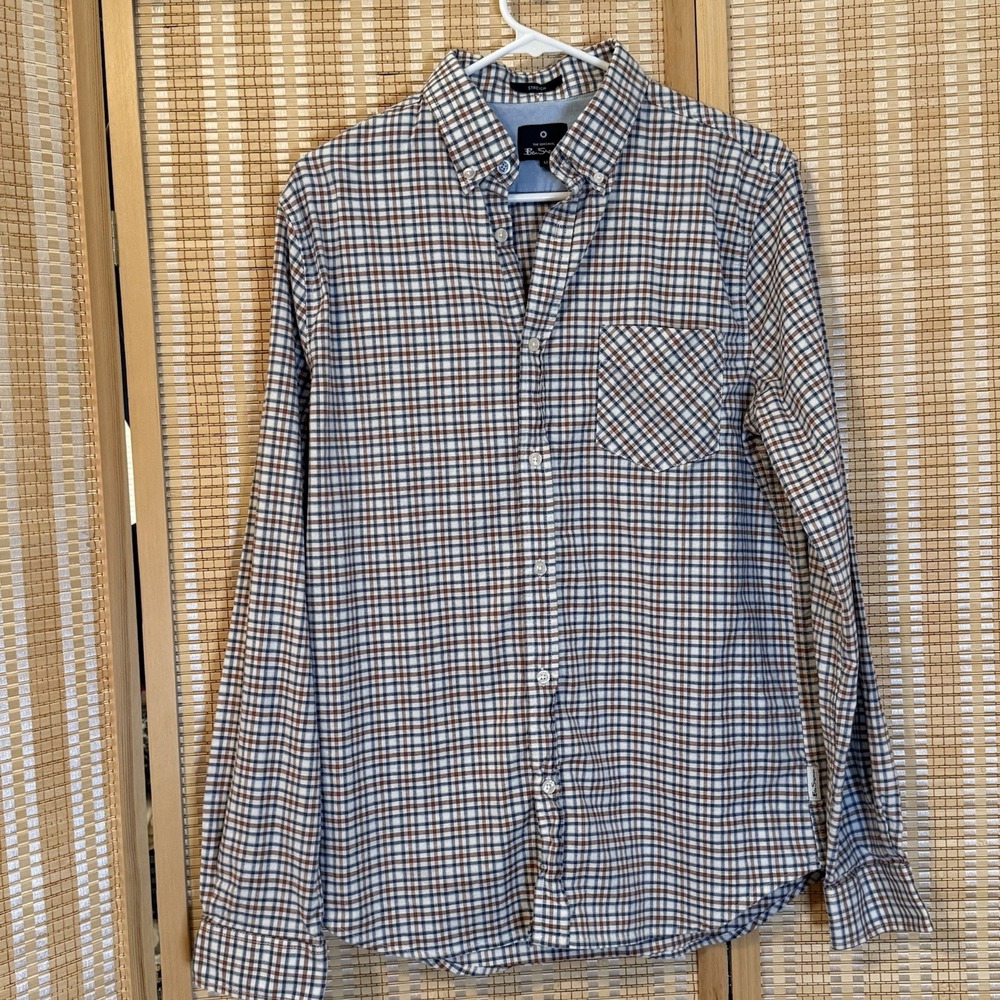 Ben‎ Sherman Original Mens M Long Sleeve Button Up Shirt Tattersall Stripes